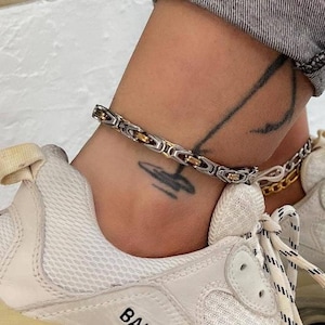 Gold filled anklet chain, Waterproof anklet, Ankle bracelet, Byzantine anklet, Silver anklet, Friendship bracelet, Mixed metal jewelry