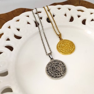 Phaistos disc pendant necklace, Ancient greek jewelry, Greek mythology, Gold disc necklace, Greek necklace, Phaistos disk, Minoan disc