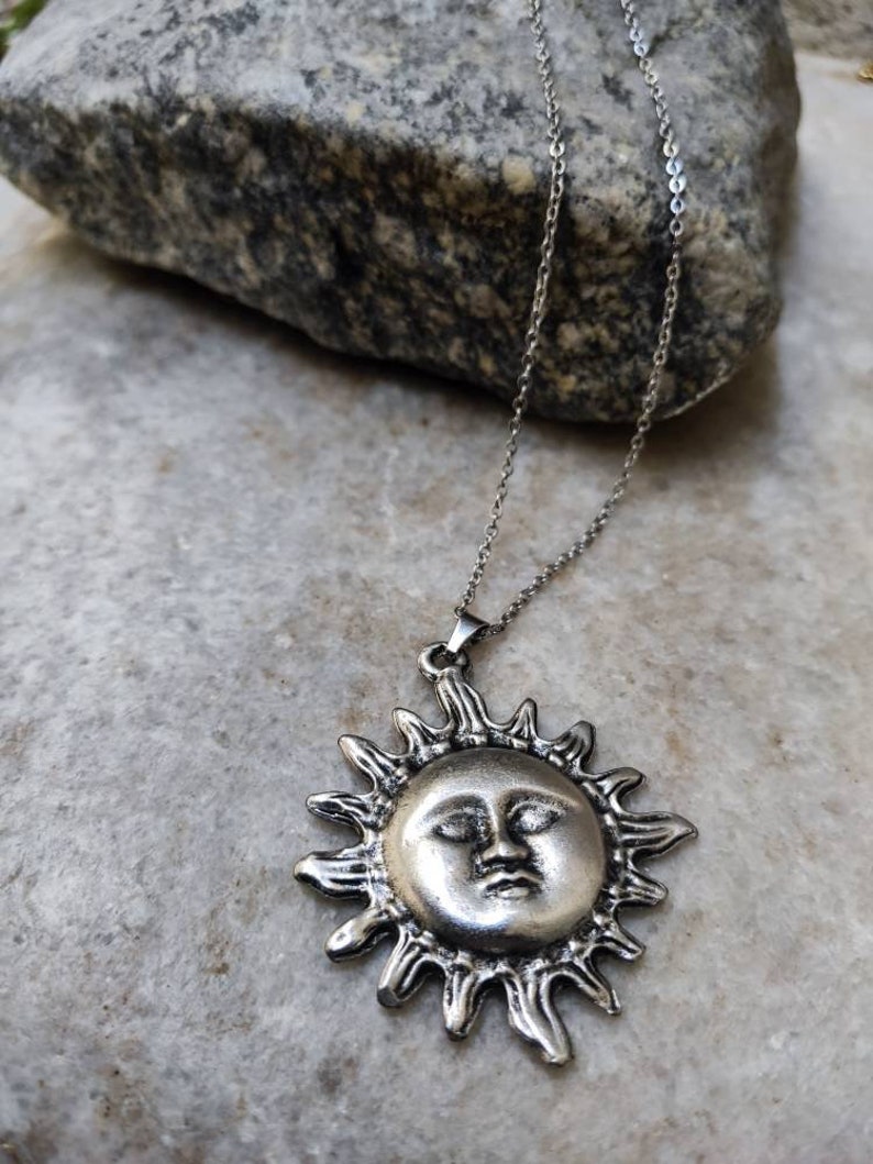 Celestial necklace Sun pendant Silver sun necklace Sun and moon pendant necklace Necklaces for women Gift for girlfriend Thank you gift
