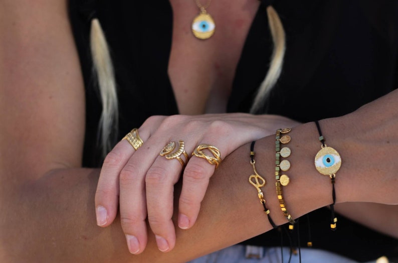 Evil eye ring Evil eye jewellery Greek jewellery Ring with evil eye Ring for protection evil eye Gold evil eye ring Silver evil eye ring image 5