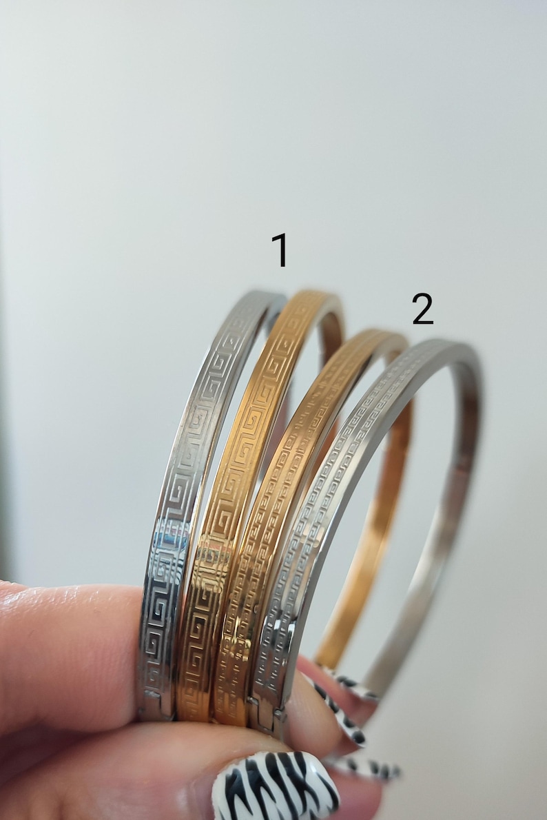 Gold Ancient Greek Key Bracelet, Silver Meander Bangle,meandros ...