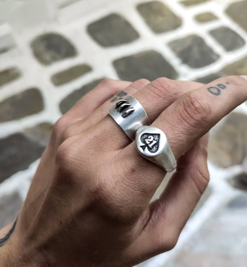 21 Lucky Number Signet Ring Gold Engraved Ring Monogram Etsy