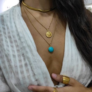 Collar con moneda de oro de Alejandro Magno de la antigua Grecia, colgante de doble cara, colgante del sol de Vergina, joyería de mitología griega, diosa griega imagen 8
