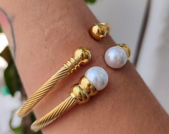 Pulseras de oro tipo brazalete, Pulsera ancha tipo brazalete, Pulsera de oro tipo brazalete, Regalos para ella, Brazalete de oro, Pulsera apilable, Brazaletes vintage