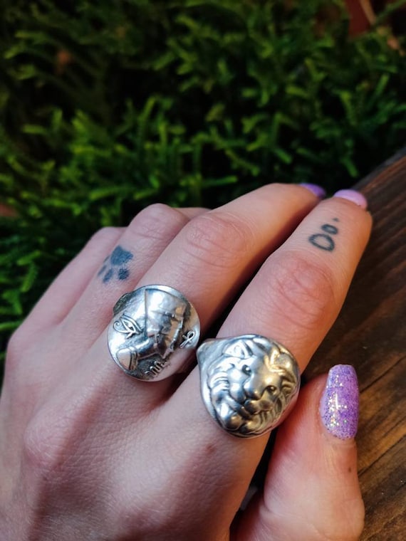 Gold Lion ring Leo ring silver lion ring Signet ring Lion head ring Graduation gift Animal ring Rings for women Vintage rings