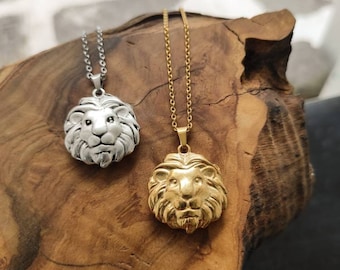 Leo necklace, Silver lion pendant necklace, Lion necklace, Lion pendant, Gold lion necklace, Leo pendant, Lion head, Zodiac Necklace