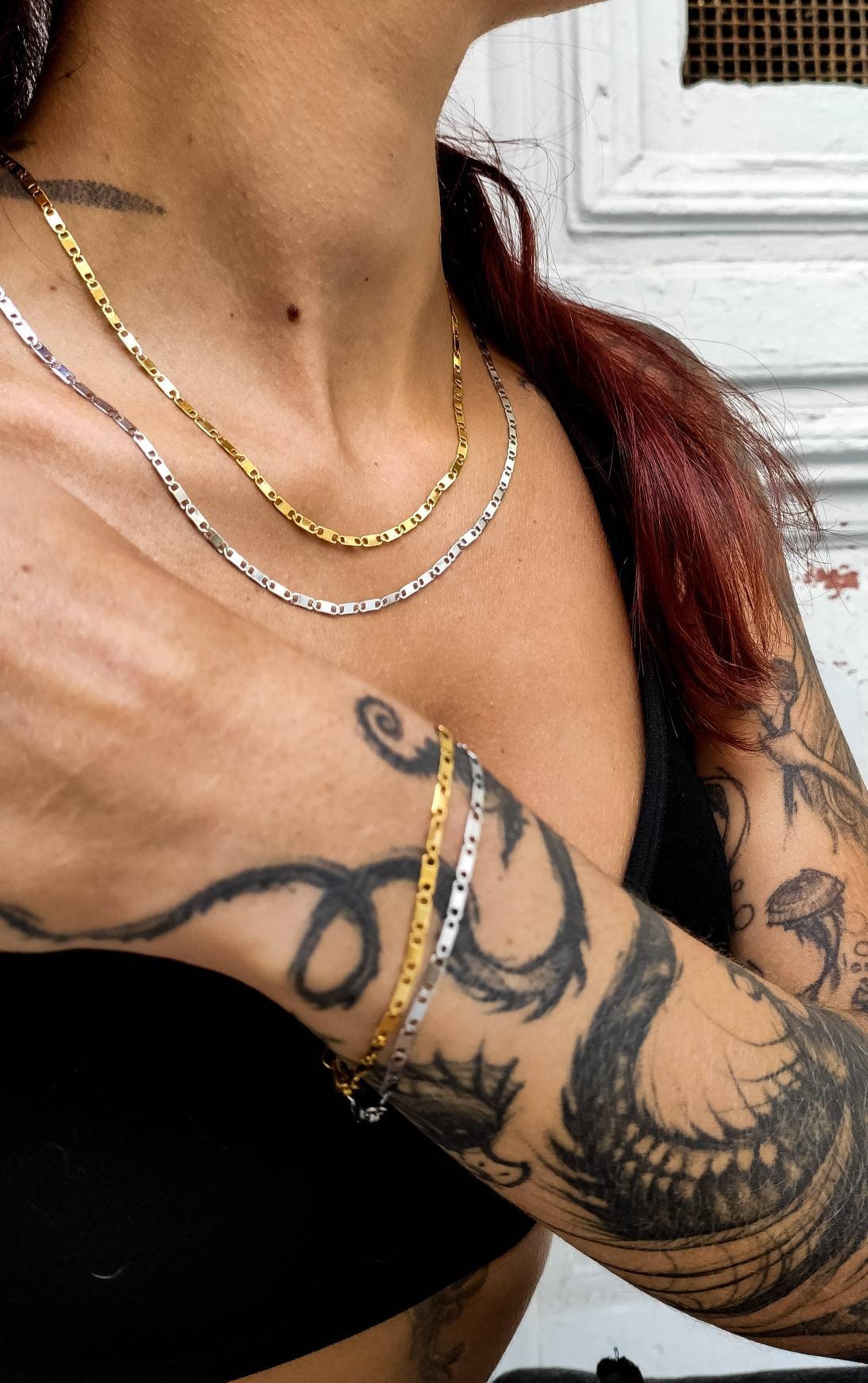 ASOS DESIGN necklace in tattoo design in silver tone | ASOS