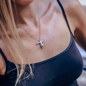 Longhorn bull skull necklace Cow skull pendant Bull skull pendant Cow skull necklace Buffalo skull Gold bull skull Silver bull skull image 8