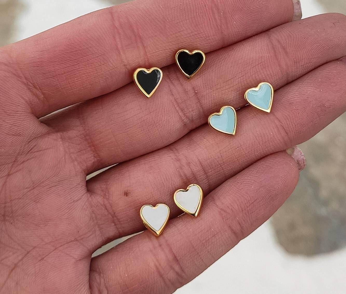 Gold Heart stud earrings Gold stud earrings Tiny stud Etsy