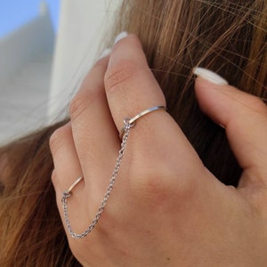 Chain ring, Double finger ring, Bohemian rings, Slave ring, Handcuff ring, Connected rings, Celestial jewelry, harry styles ring image 8