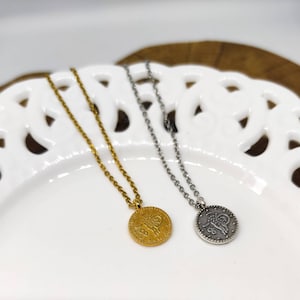 Coin necklace, Medallion necklace, Antique coin pendant, Silver coin necklace, Dainty necklace, Antique Greek jewelry, Greek mythology