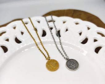 Coin necklace, Medallion necklace, Antique coin pendant, Silver coin necklace, Dainty necklace, Antique Greek jewelry, Greek mythology
