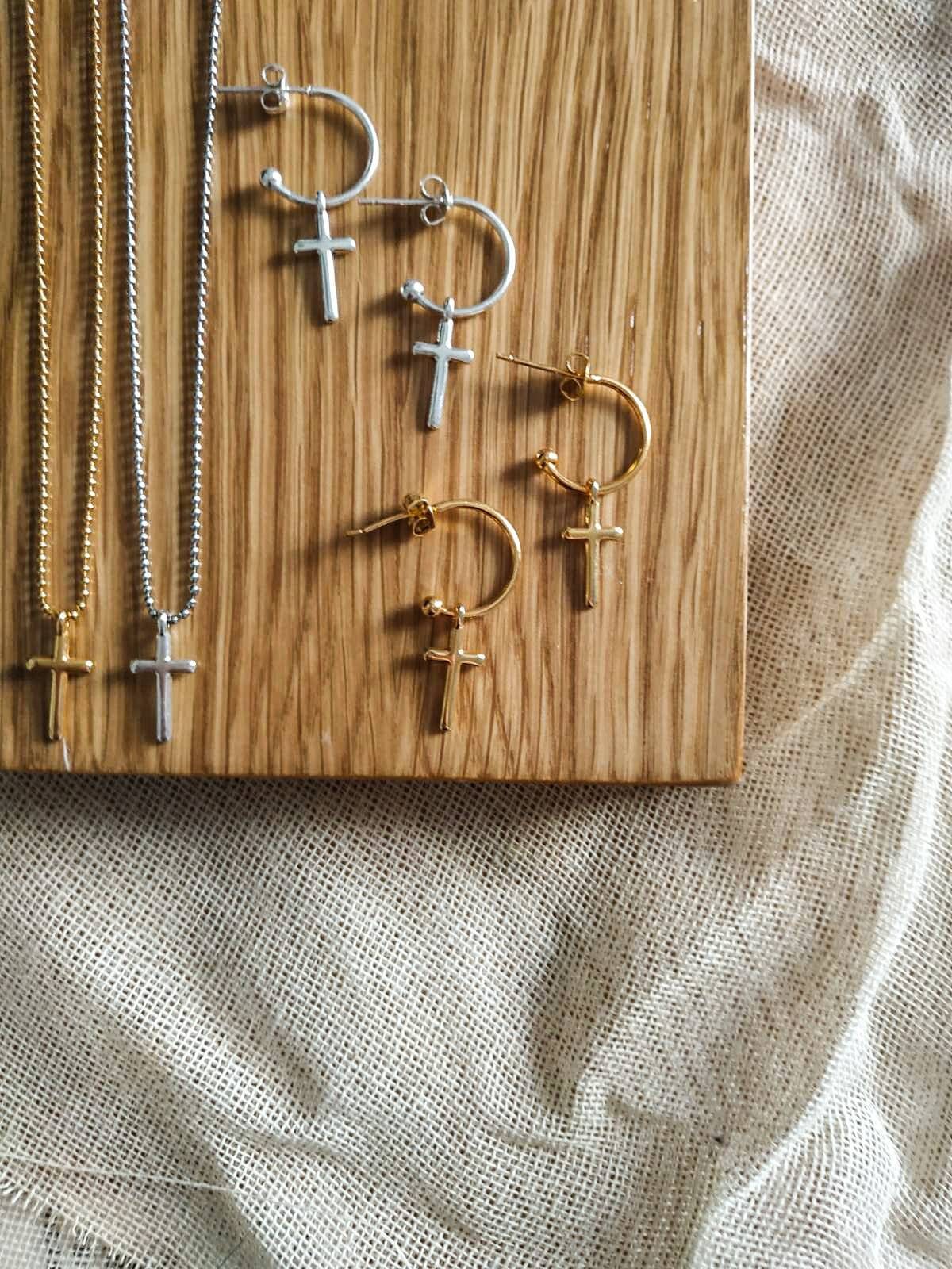 Cross Sterling Silver Charm Dangle Earrings main image 0