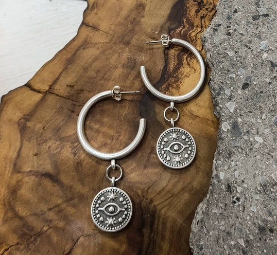 Bellitia Jewelry Orecchini Pendenti a Forma di Stella in Argento Sterling 925 per Donna, Orecchini Cerchio Croce Piccoli con Pendenti