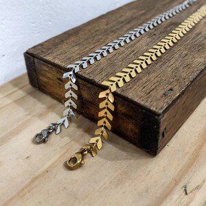 Gouden ketting, statementketting, zilveren kettingchoker, visgraatketting, cadeau voor vrouwen, minimalistische ketting, verjaardagscadeaus afbeelding 9