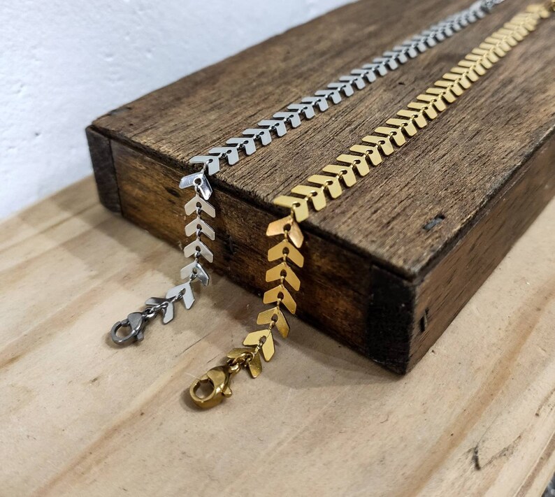 Gouden ketting, statementketting, zilveren kettingchoker, visgraatketting, cadeau voor vrouwen, minimalistische ketting, verjaardagscadeaus afbeelding 9