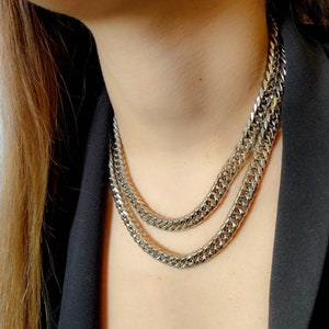 Silber klobige Gliederkette, Silberkette Statement Halskette, kubanische Kette grobstrick Choker, Geschenk für Frauen, Punk Halskette