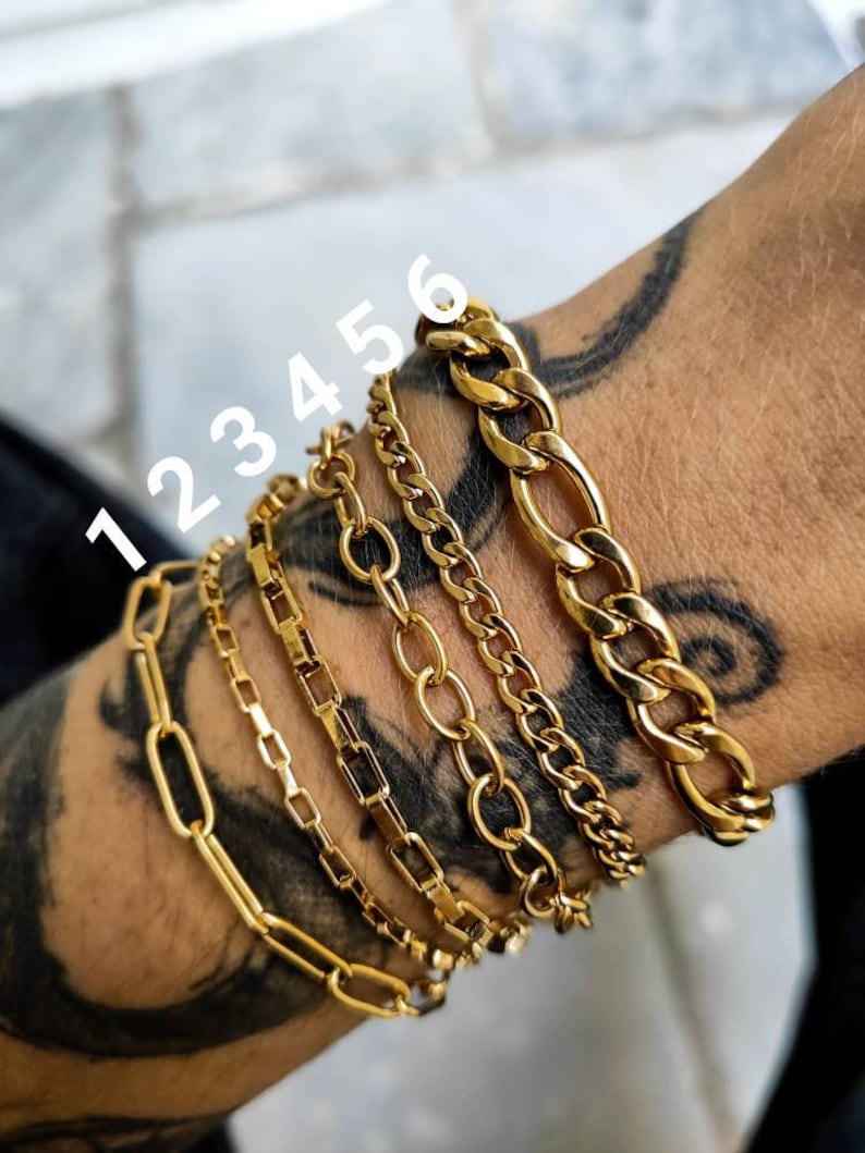 Gold Chain Bracelet Silver Chain Bracelet Gift for Her Mens Etsy