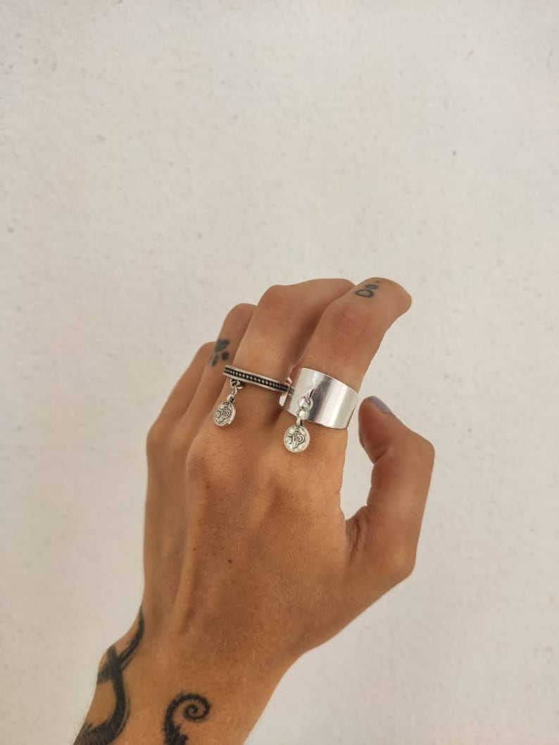 Gold dangle ring Dainty ring Moonchild ring Dangle ring Boho ring Graduation gift Dangle charm ring Celestial ring Witch ring