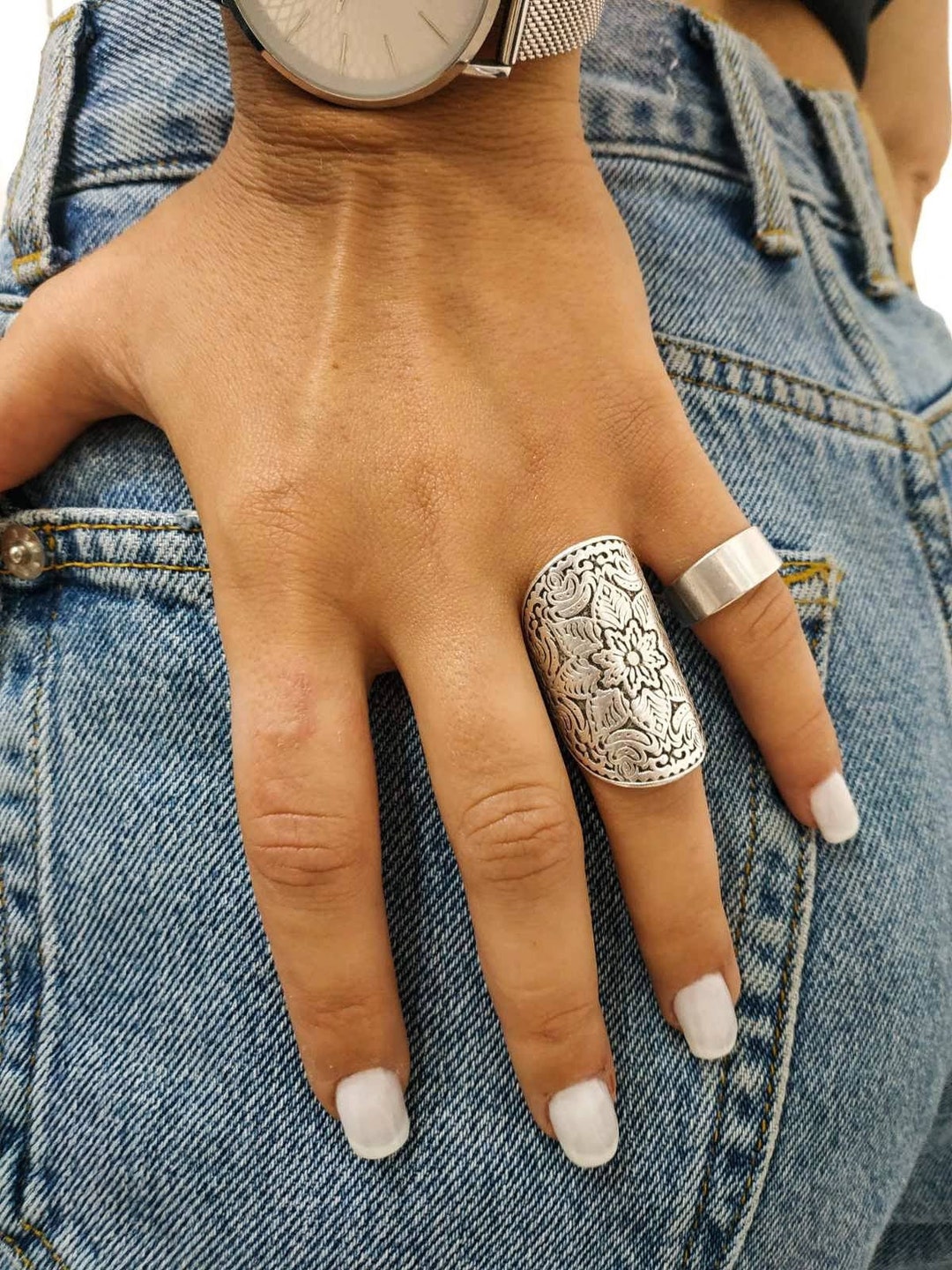 Mandala Ring, Sacred Geometry Ring, Boho Ring, Birthday Gift, Cuff Ring ...