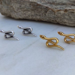 Snake tiny stud earrings, Gold snake earrings, Silver snake earring,Gifts for her,Gold stud earrings, Silver stud earrings, Serpent earrings