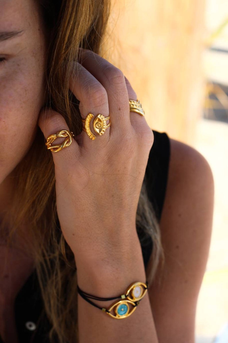 Evil eye ring Evil eye jewellery Greek jewellery Ring with evil eye Ring for protection evil eye Gold evil eye ring Silver evil eye ring image 1