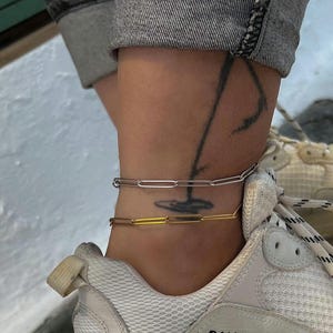 Tobillera bañada en oro, Pulsera de tobillo, Tobillera, Tobillera con clip, Pulsera de tobillo dorada, Tobillera dorada, Tobillera resistente al agua, Tobillera de cadena plateada