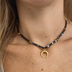 Gold crescent moon necklace, Moon jewelry, Silver moon necklace, Celestial jewelry, Moon phase jewelry, Long moon choker necklace