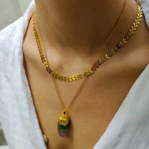 Gouden ketting, statementketting, zilveren kettingchoker, visgraatketting, cadeau voor vrouwen, minimalistische ketting, verjaardagscadeaus afbeelding 7