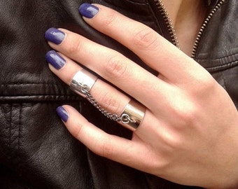 Doppelring Midiring Kettenring Bohoringe Boho-Chicringe Slavering Vintagering Ring mit Kette Doppelfingerring Midifingerring