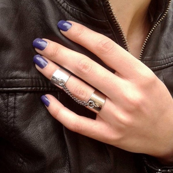 Double ring Midi ring Chain ring Bohemian rings Boho chic rings Slave ring Vintage ring Ring with chain  Double finger ring Midi finger ring