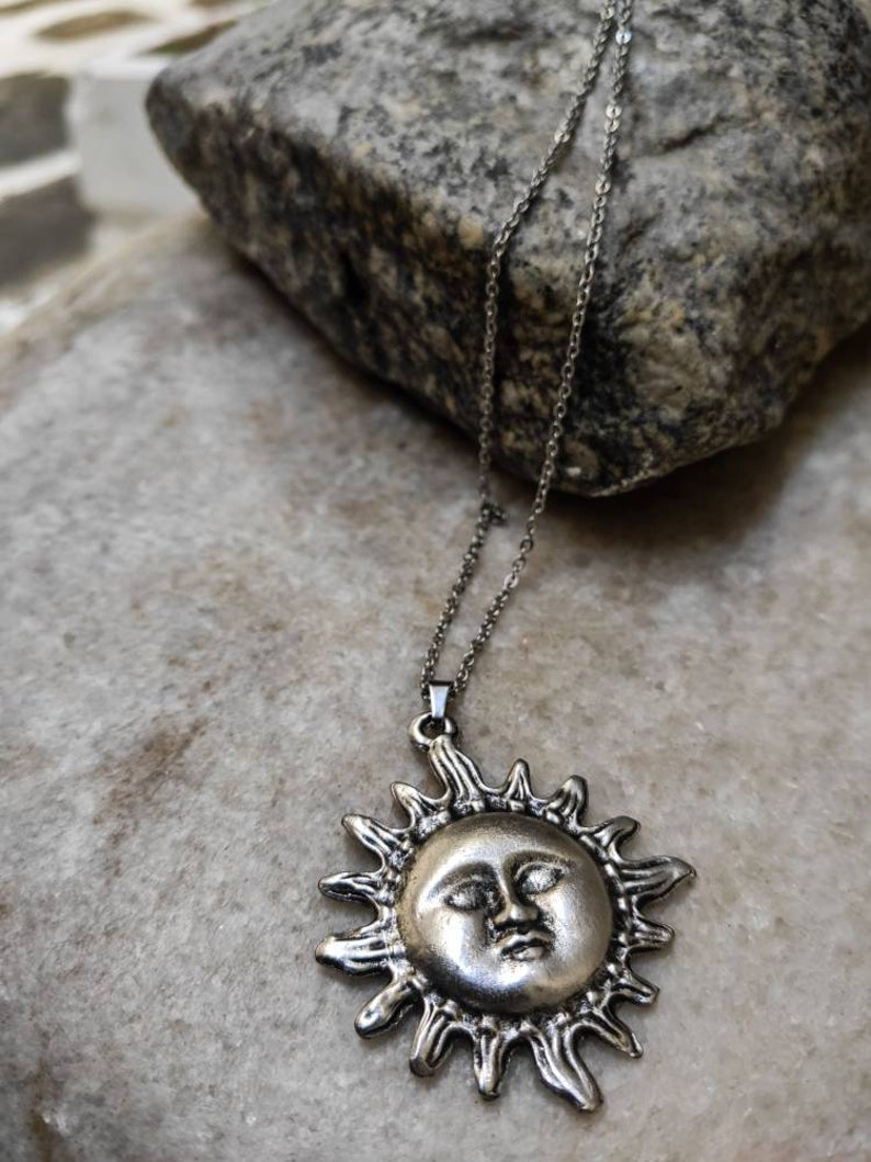 Celestial necklace Sun pendant Silver sun necklace Sun and moon pendant necklace Necklaces for women Gift for girlfriend Thank you gift