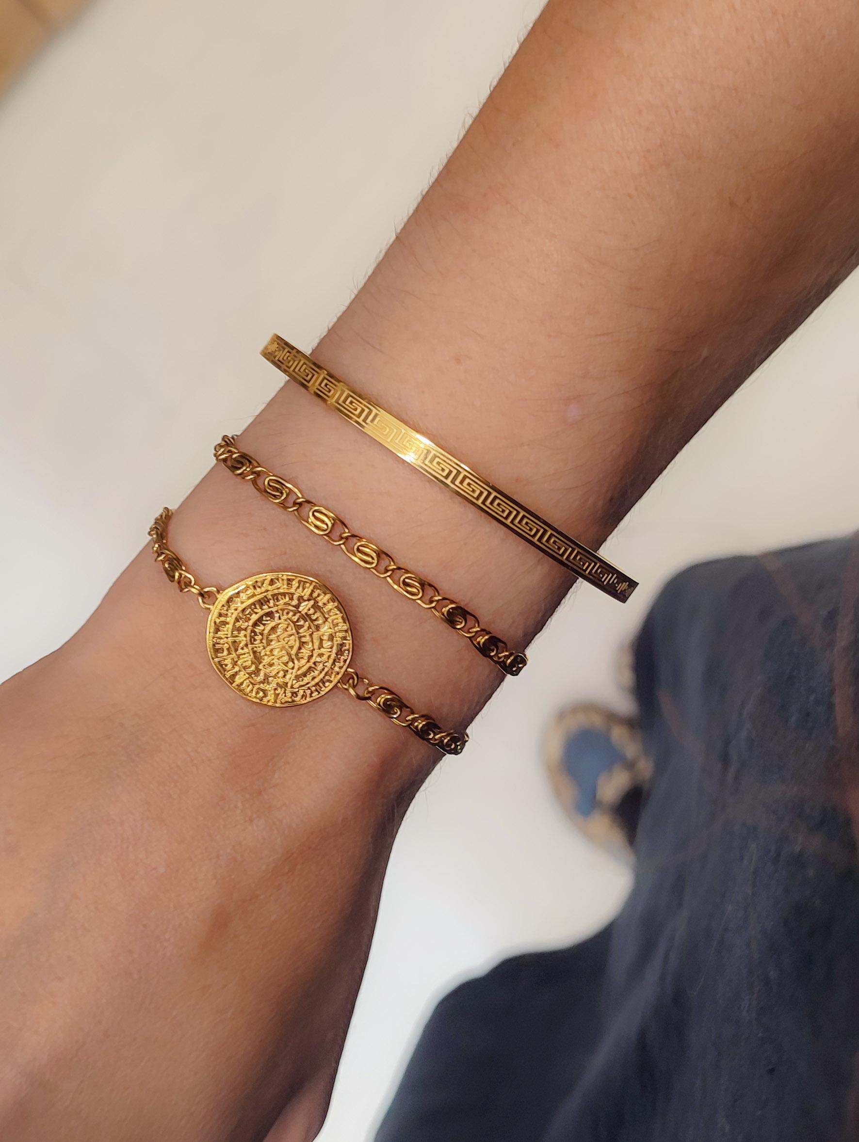 Gold Meander Bangle Bracelet, Phaistos Disc Bracelet ,greek Mythology ...