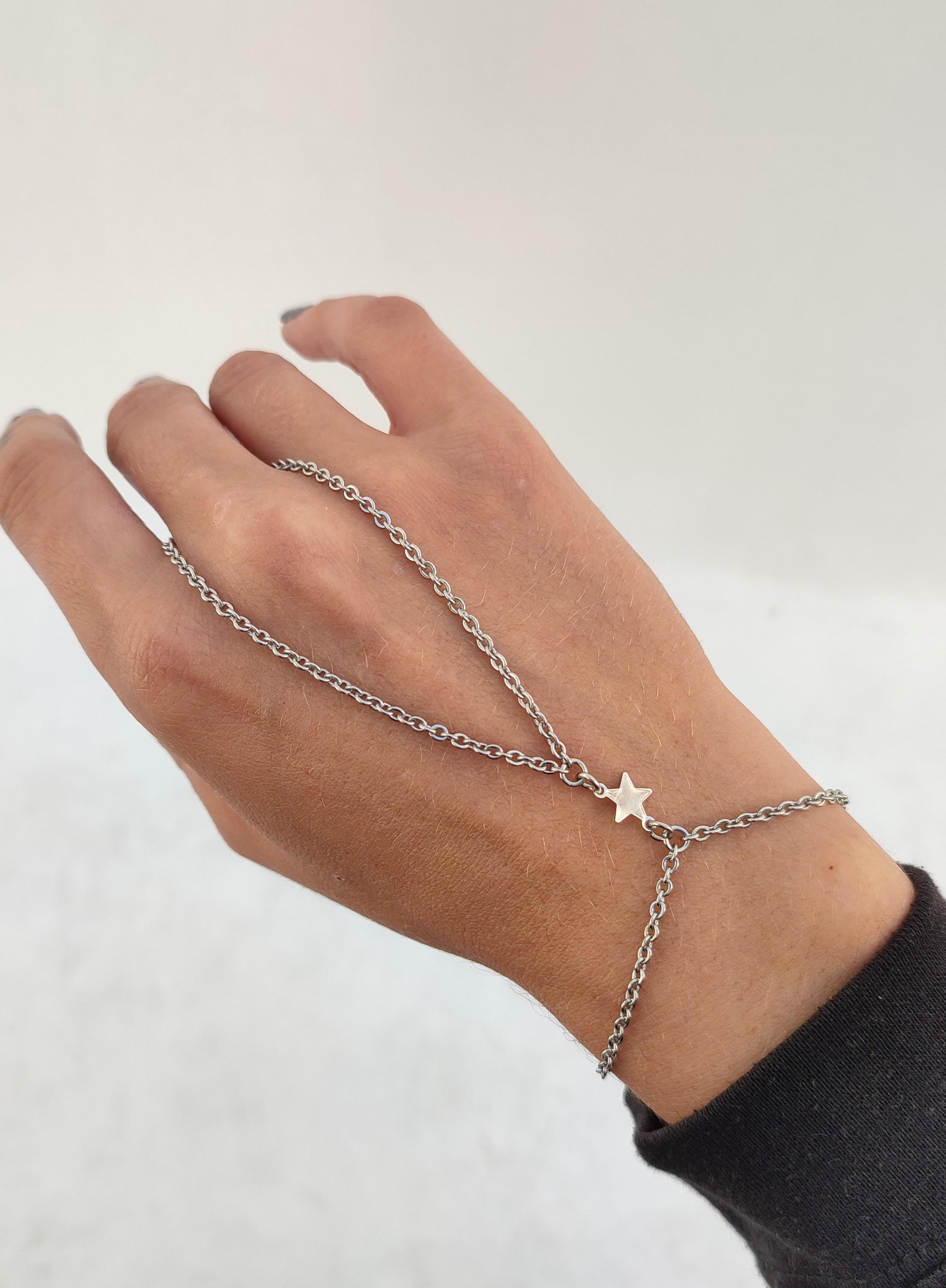 Gold Star Hand Chain, Celestial Jewelry, Dainty Bracelet, Gold