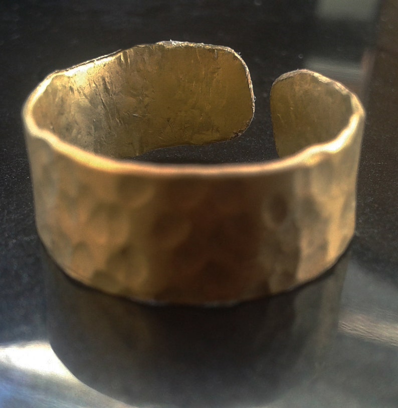 Hammered gold ring Simple band ring Handmade gold ring Gold ring for womans Handmade brass ring Brass band ring Gold statement ring image 2