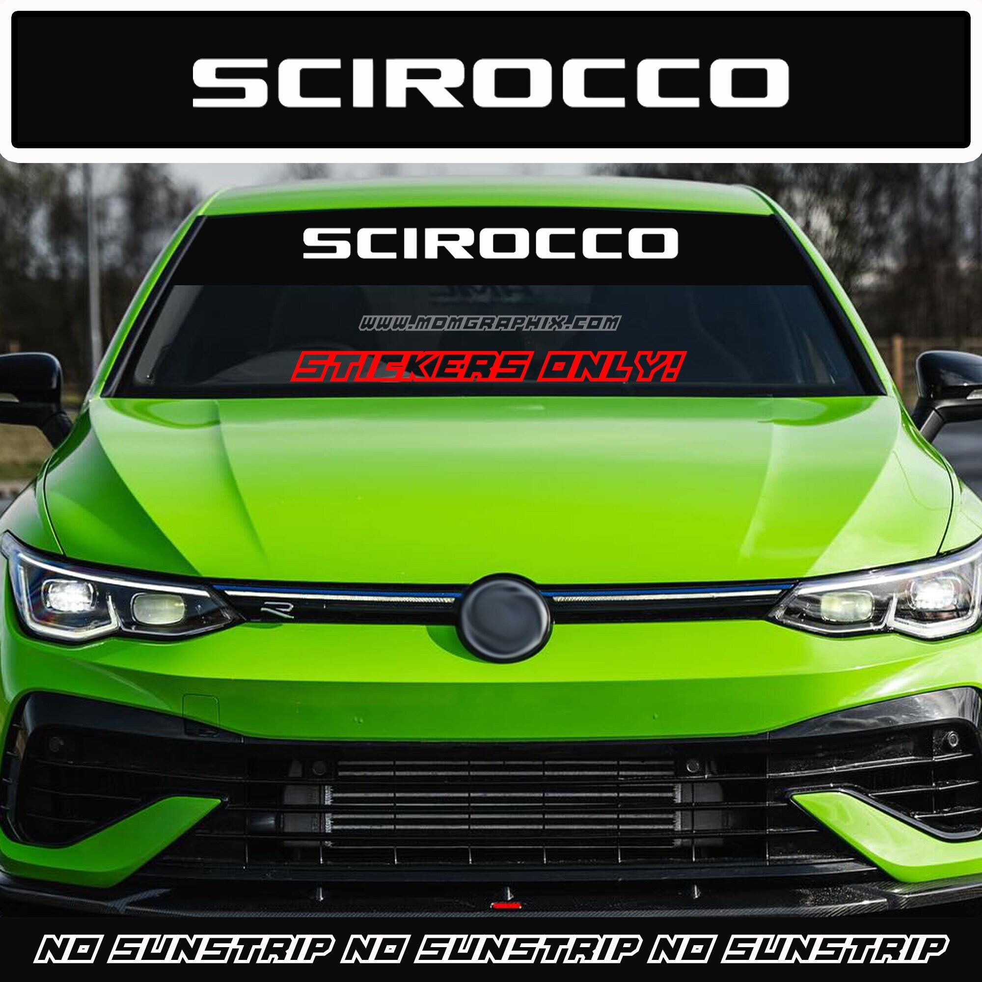 VW Mk2 Scirocco Tailgate Decal Kit – 5-Piece Vinyl Foil Stickers – GTI/GTS/GTX Style