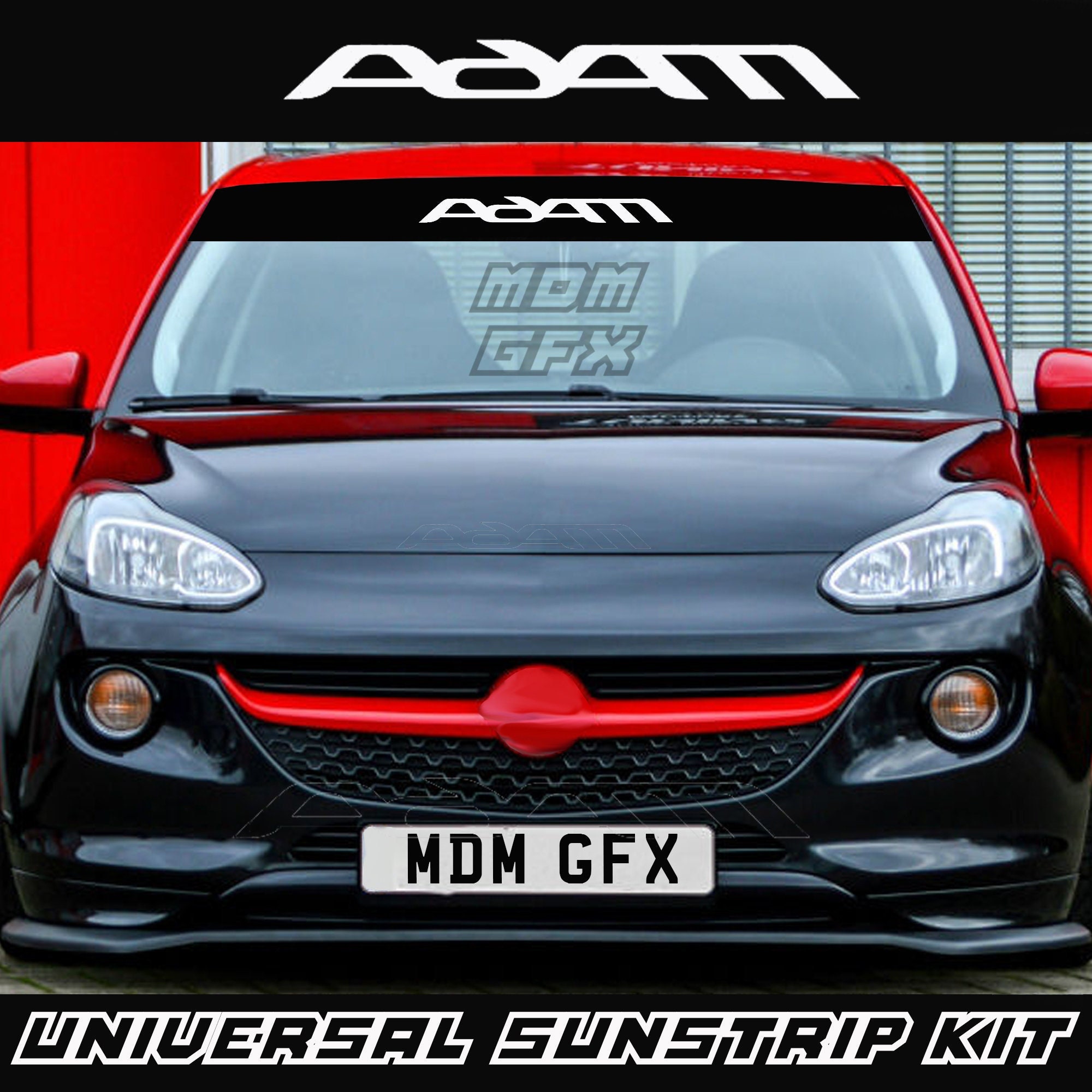 Vauxhall Adam Single Emblem Outline Sun Strip Kit Opel Astra Universal  Sunstrip Kit VXR GSI Decal -  UK