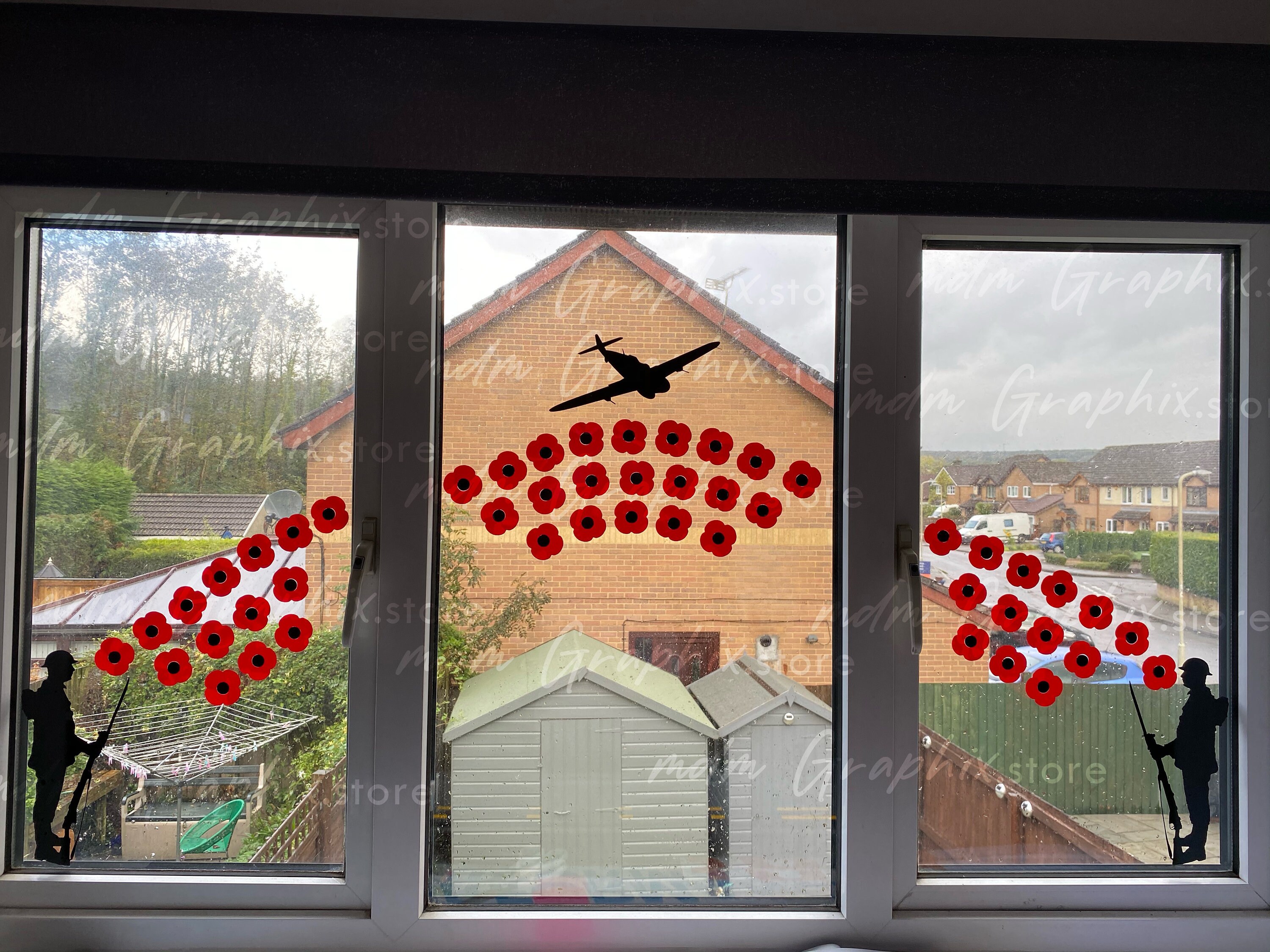 Poppy Window Stickers Poppies Day Remembrance Tribute Scene Etsy UK
