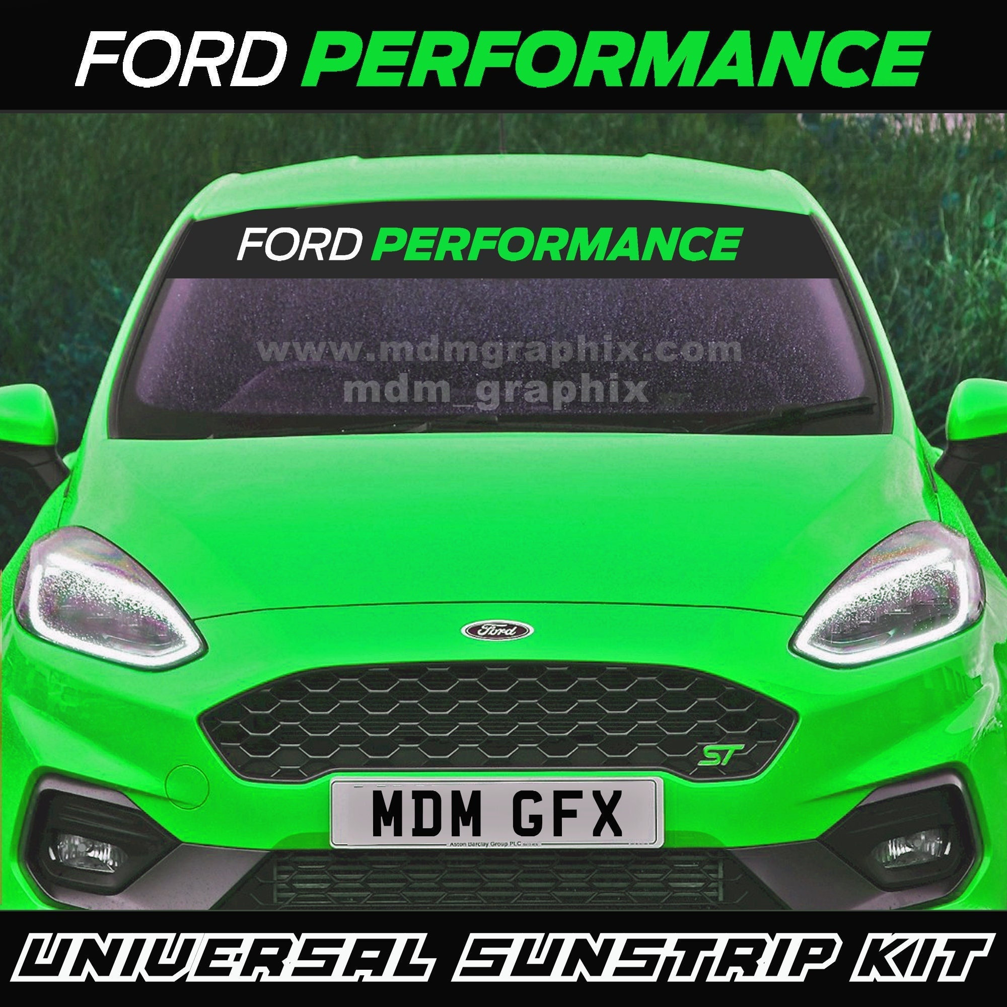 Ford Performance Bande solaire Autocollant pare-brise Décalque Fiesta ST180  Ecoboost zetecs 1litre St200 mk6 mk7 mk7.5 mk8 premium vinyle jaune -   France