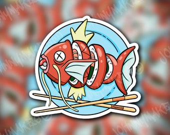 Pokémon Magikarp Sushi Plate Sticker or Magnet