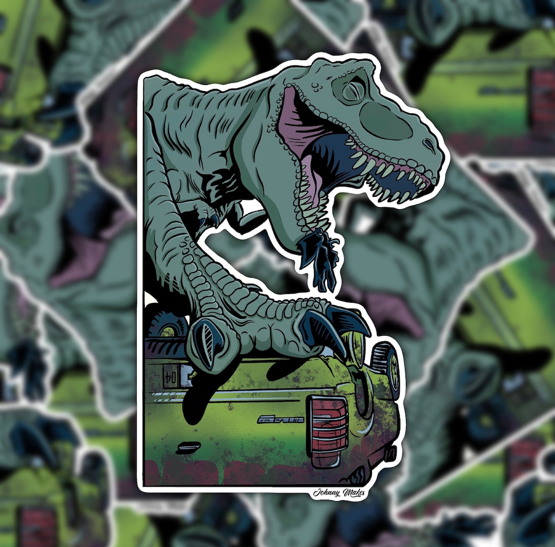 Jurassic Park T-rex Movie Scene Sticker or Magnet - Etsy