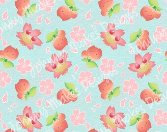 Cherubi Seamless Pattern, Cartoon Pokemon Digital Paper (Download)