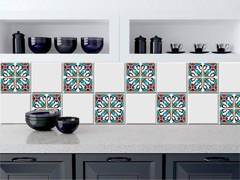 Spanish Tile Stickers Pack Of 12 Pcs For Kitchen Bathroom Backsplash Stairs Riser 100 Removable Floor Tiles Wall