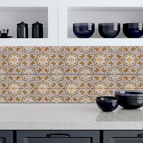 Spanish Tile Stickers Pack Of 24 Pcs For Kitchen Bathroom Etsy