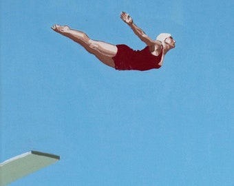 C / Freedom To Fly - Vintage / retro thema / duiken zwembad foto / duik Art print