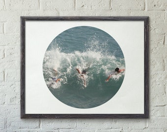 Breaking the wave circle Photo Print - photographic print - art print - wall decor - seascape / nature / swimming