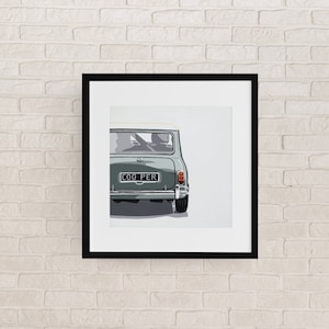 Mini Cooper (back view).  / car / vintage / classic / motor / art print / pop art style