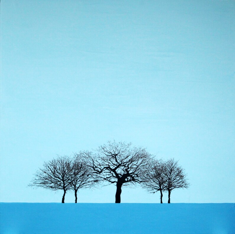 G / Blue winter tree / glicee fine art print / forest / woods/ seasons / modern / landscape image 4