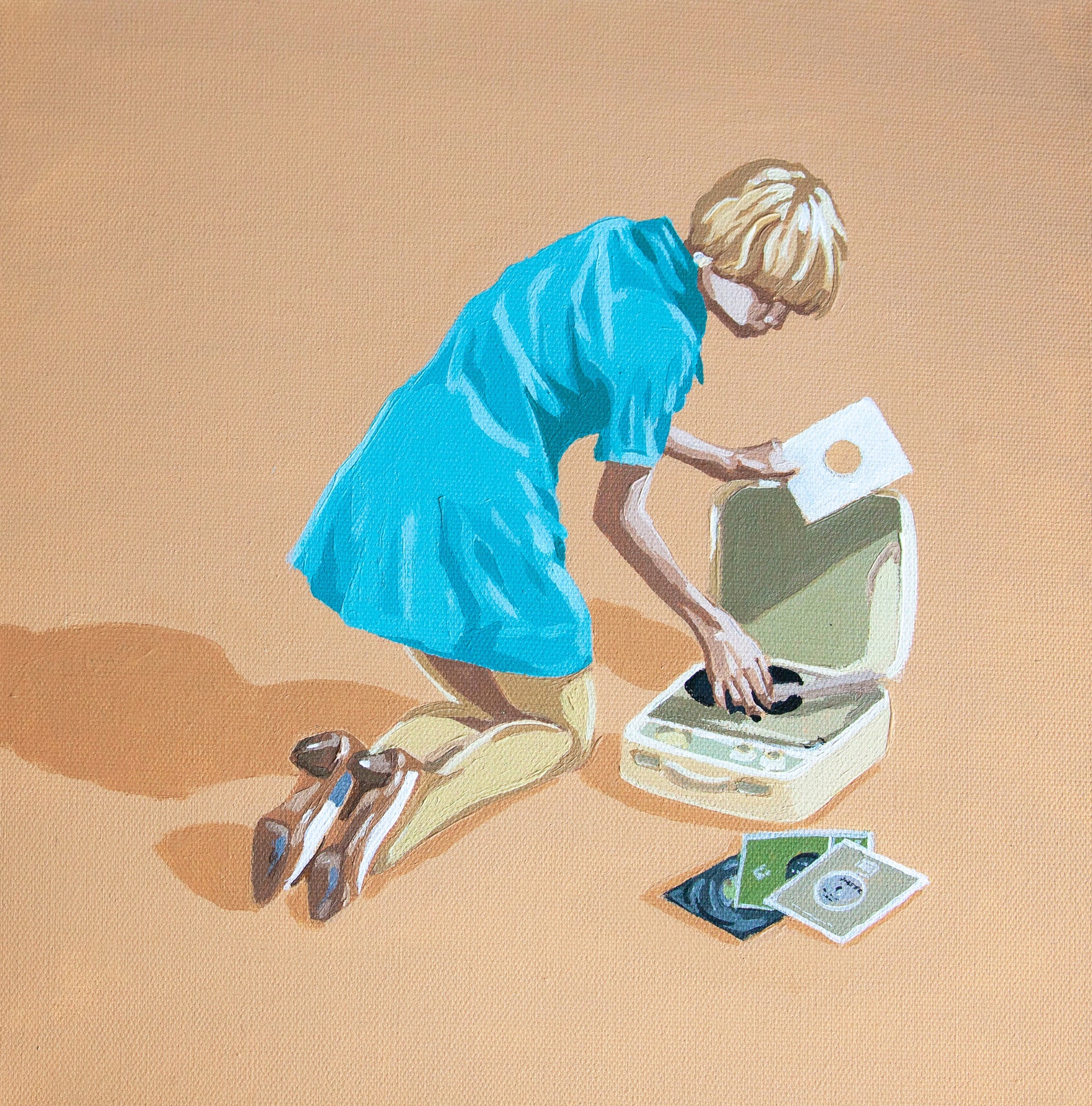 Vinyl Girl Vintage / Retro / 60's Style Glicee Art Print / Record