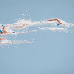 D / Nageurs italiens / natation / sport / impression d&#39;art délicate / eau / plage / natation / moderne / pop art
